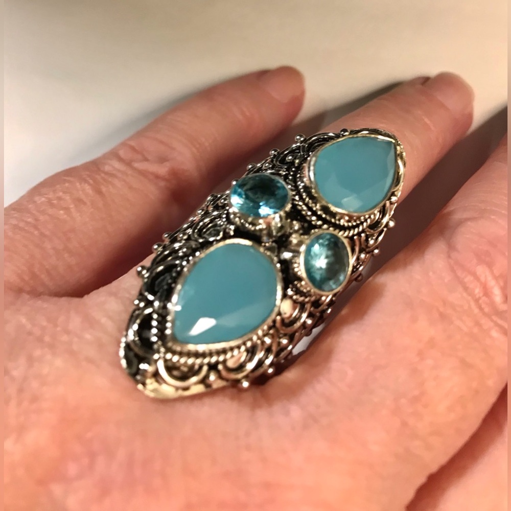 Chalcedony Blue Topaz 925 Stamped Sterling Silver Ring